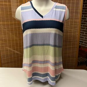 NWOT Honey Me Curvy Super Soft Multicolor Striped Sleeveless Shirt